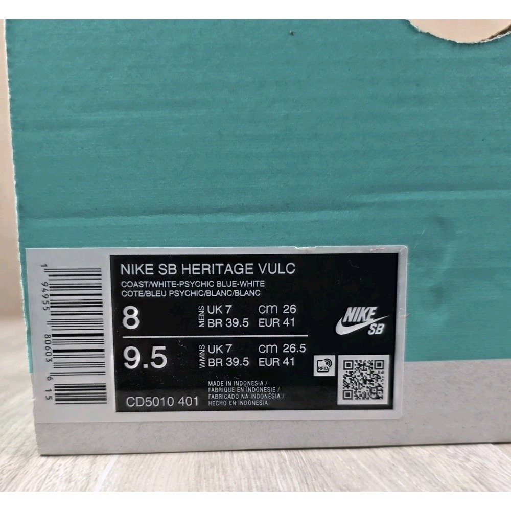 Nike SB Heritage Vulc Coast Psychic Blue White Skateboard Sneakers Mens Size 8 - Picture 10 of 11